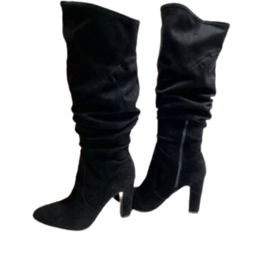 Unisa Sanyia black velvet over the knee heeled boots NIB size 8.5